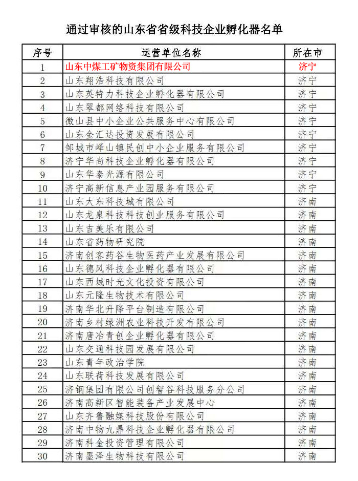 Congratulations To China Coal Group For Successfully Passing The Provincial Science And Technology Business Incubator Audit In Shandong Province